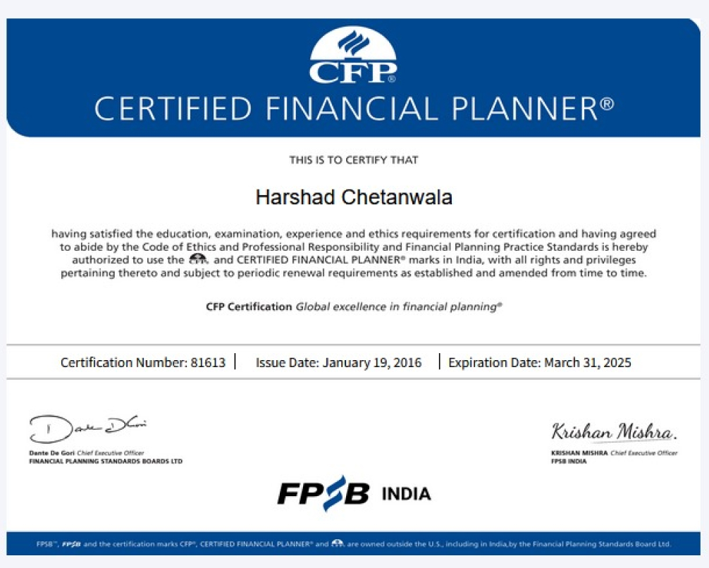 Harshad Chetanwala - Certified Financial Planner - Wisdom Ed