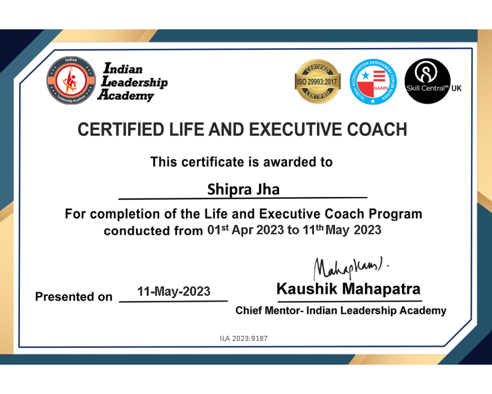 Shipra Jha - Certified Life ANd Executive Coach - Wsdom Ed